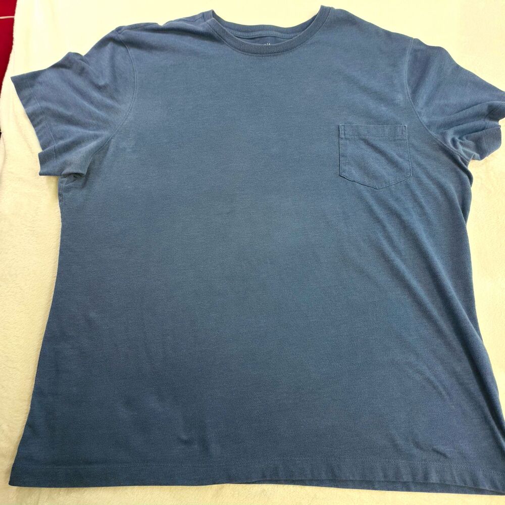 Merona Men’s XL Blue Solid Crew Neck Short Sleeve Cotton Blend Pocket Tee